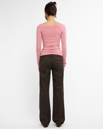 Boat Neck Long Sleeve Raglan - Rose