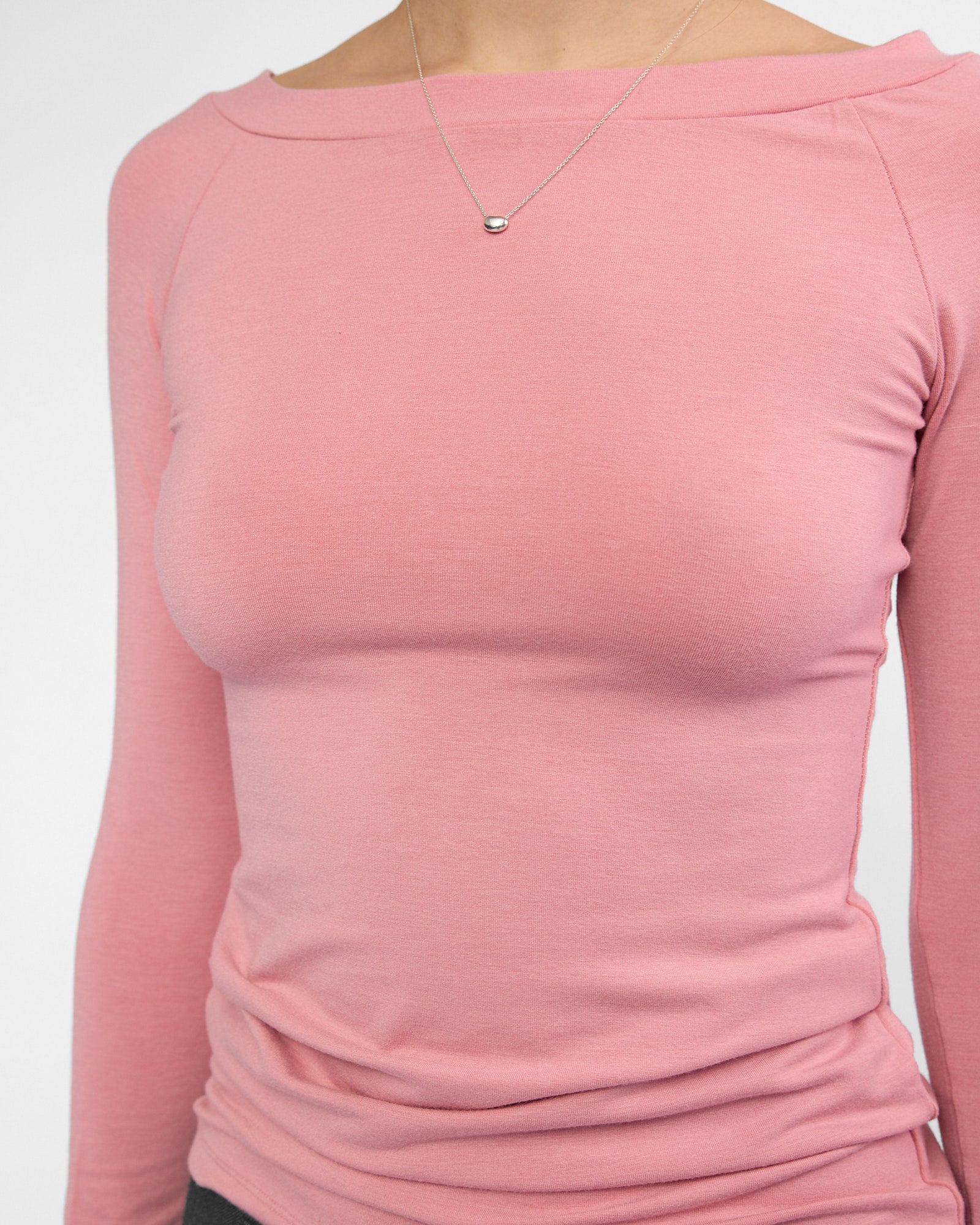 Boat Neck Long Sleeve Raglan - Rose