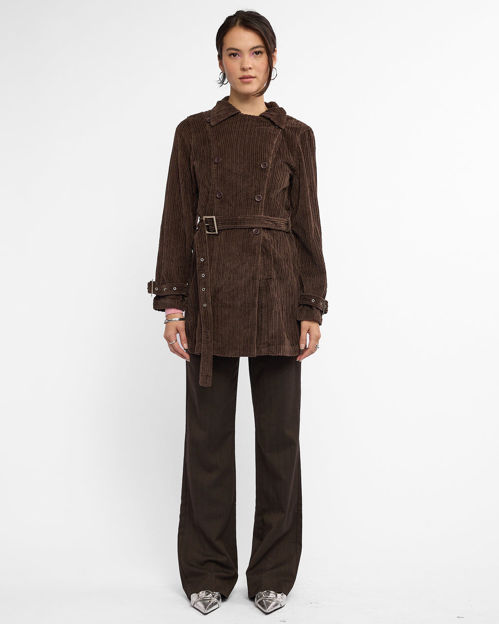 Belted Corduroy Jacket - Chocolate