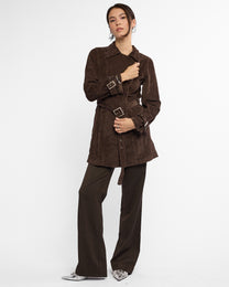 Belted Corduroy Jacket - Chocolate