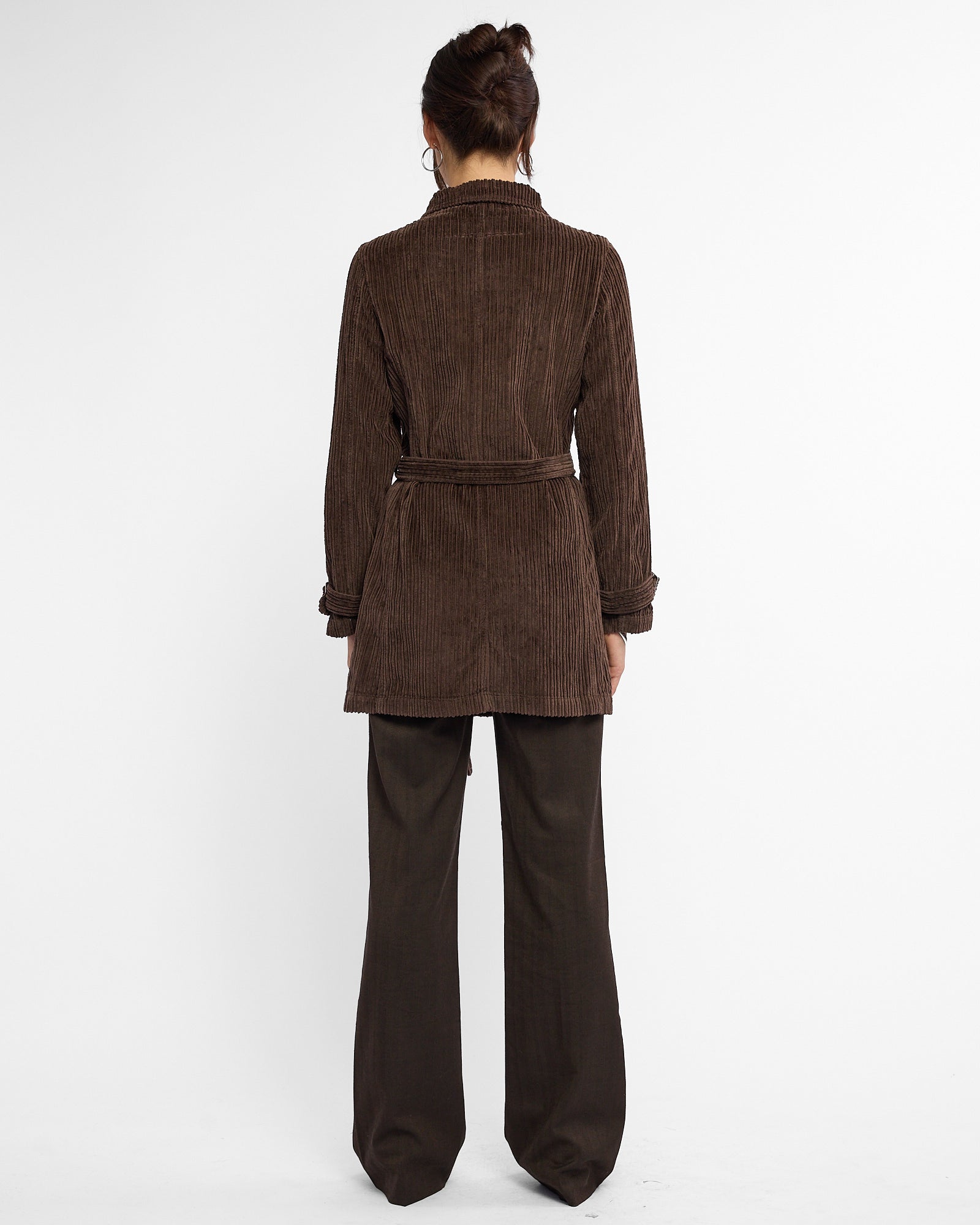 Belted Corduroy Jacket - Chocolate