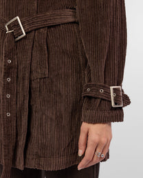 Belted Corduroy Jacket - Chocolate