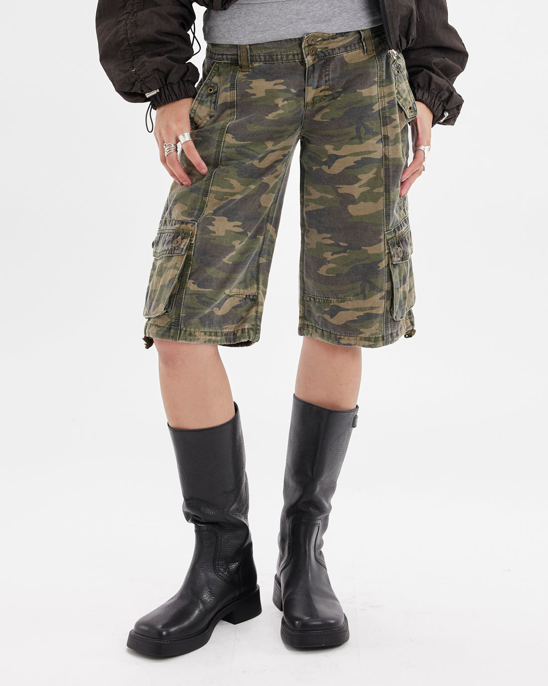 Multi Pocket Camo Cargo Shorts