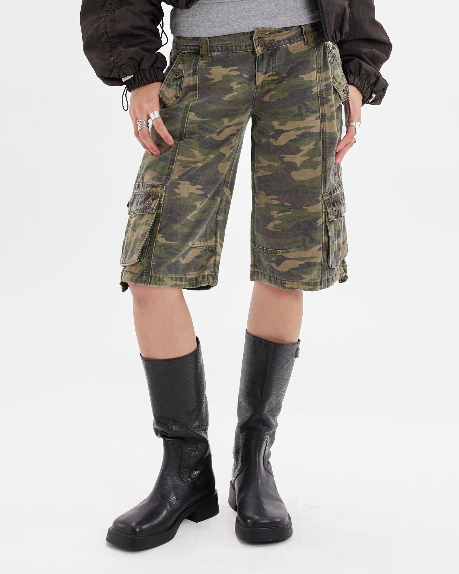 Multi Pocket Camo Cargo Shorts