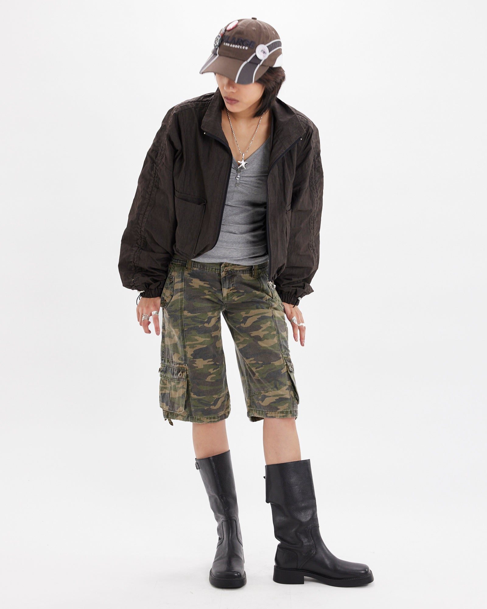 Multi Pocket Camo Cargo Shorts