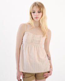 Gingham Plaid Cotton Cami - Beige