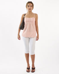 Gingham Plaid Cotton Cami - Blush