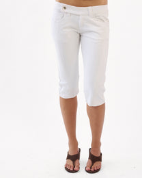 Panelled Denim Capri - White