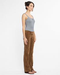 Cotton Corduroy Flare Pants - Caramel