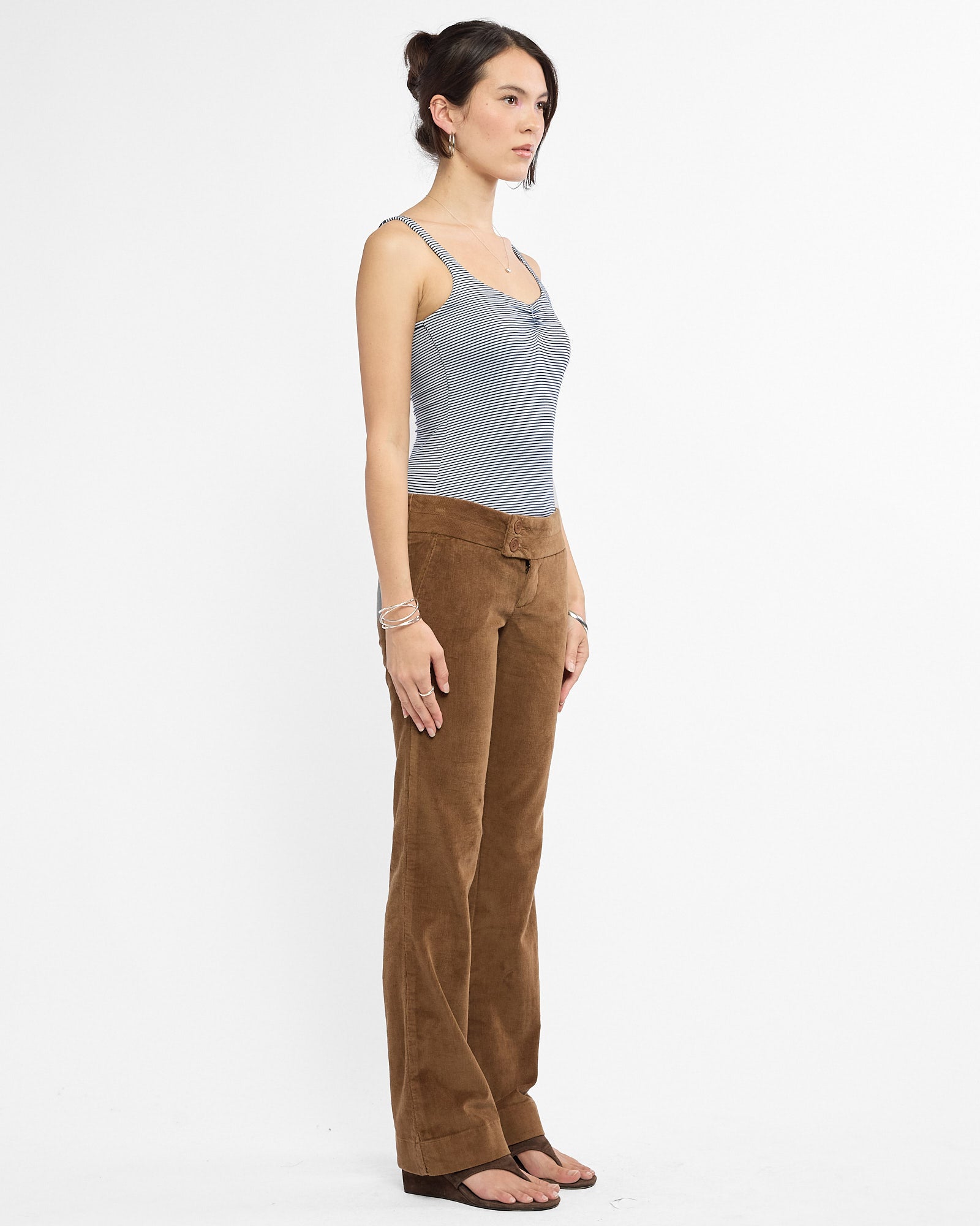 Cotton Corduroy Flare Pants - Caramel