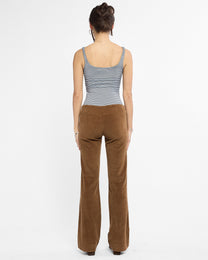 Cotton Corduroy Flare Pants - Caramel
