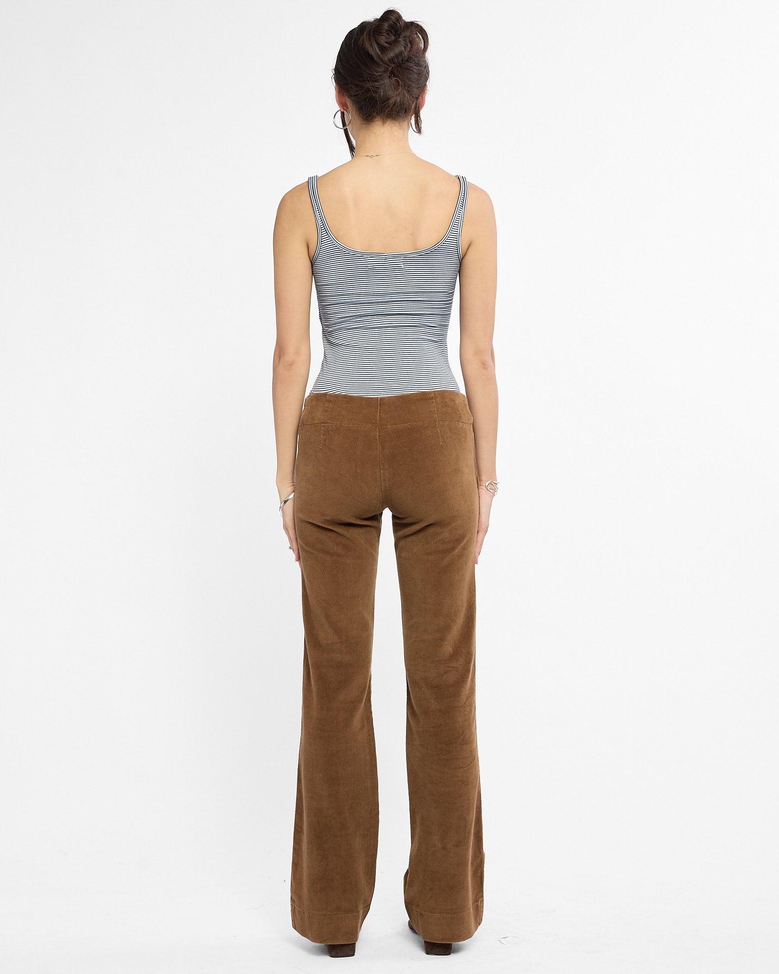 Cotton Corduroy Flare Pants - Caramel