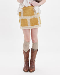 Suede Lace Mini Skirt