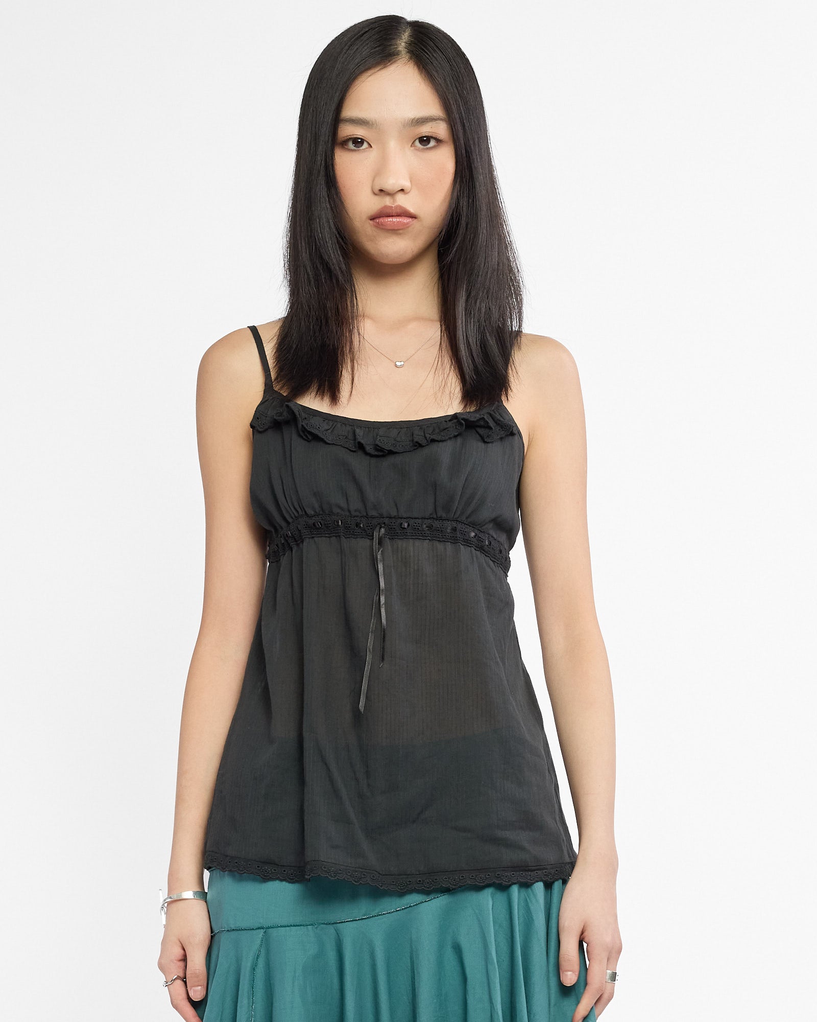 Babydoll Ribbon Tie Cami Top