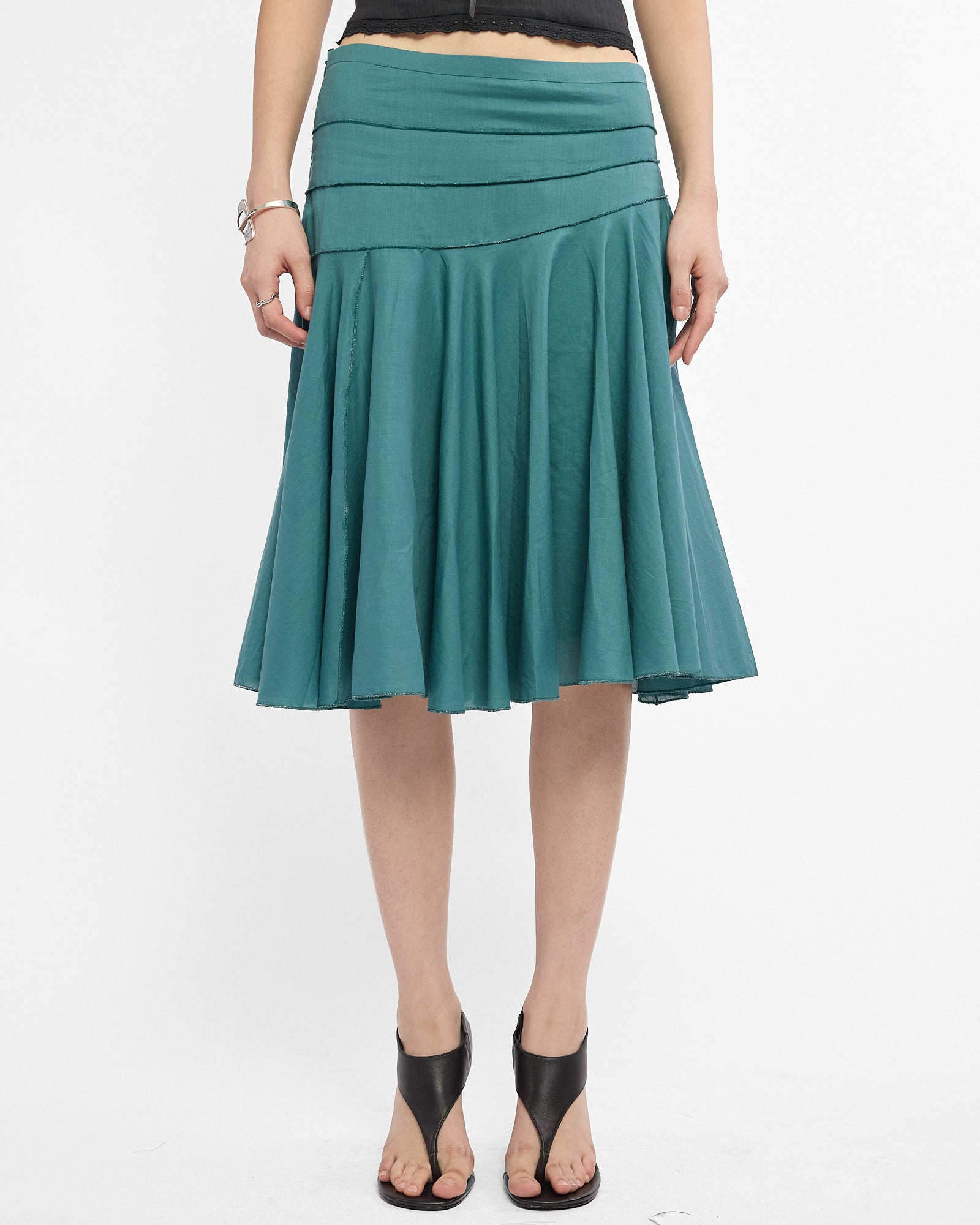 Panelled Midi Skirt - Turquoise