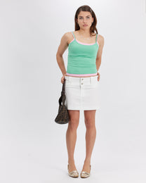 Wide Waistband Mini Skirt