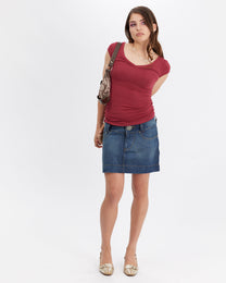 Denim Mini Big Button