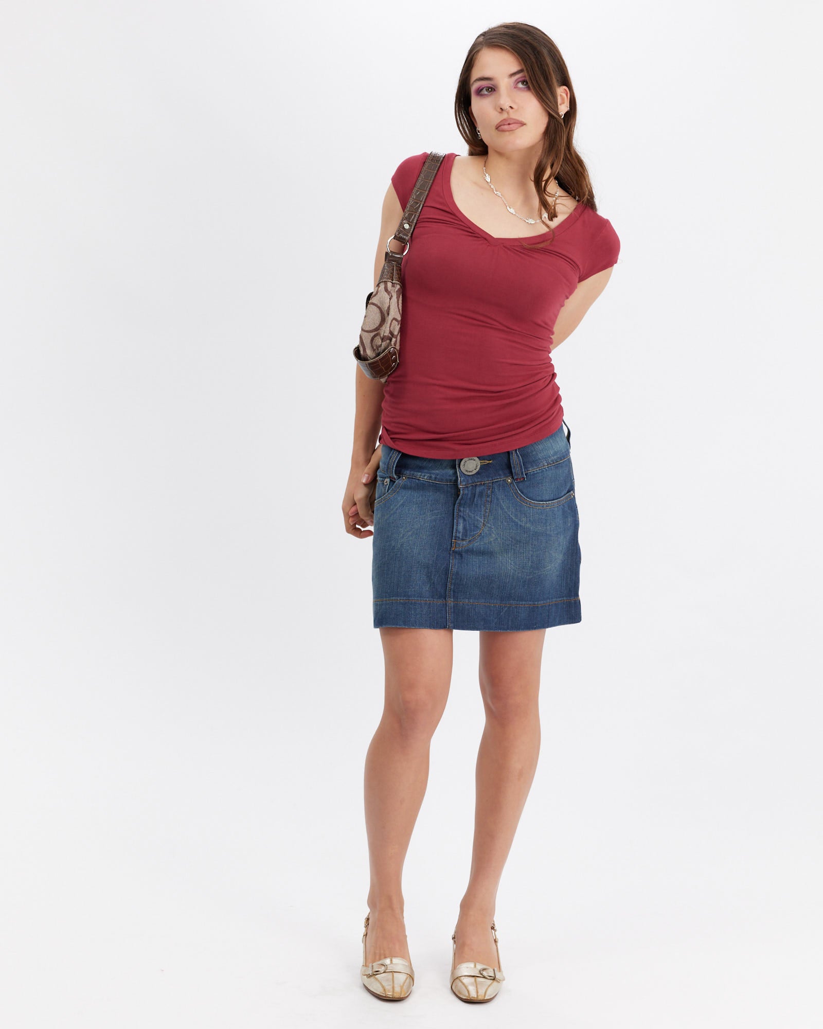 V Neck Cap Sleeve T