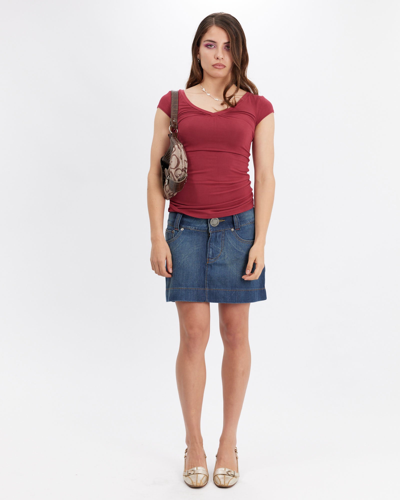 V Neck Cap Sleeve T
