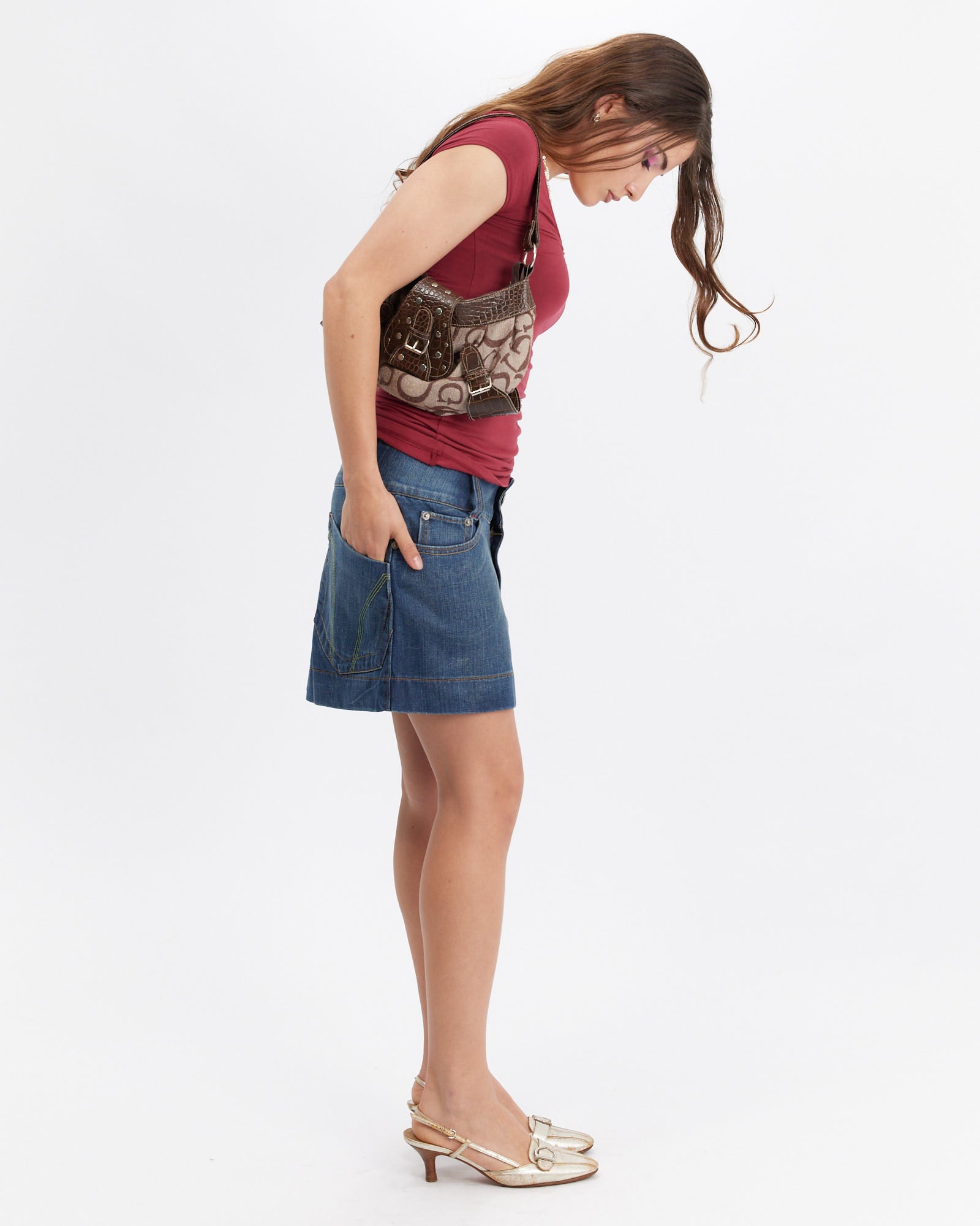 Denim Mini Big Button