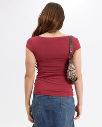 V Neck Cap Sleeve T