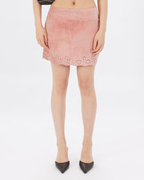 Suede Cutout Mini Skirt
