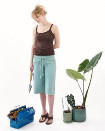 Wide Cuff Drawstring Jort - Teal
