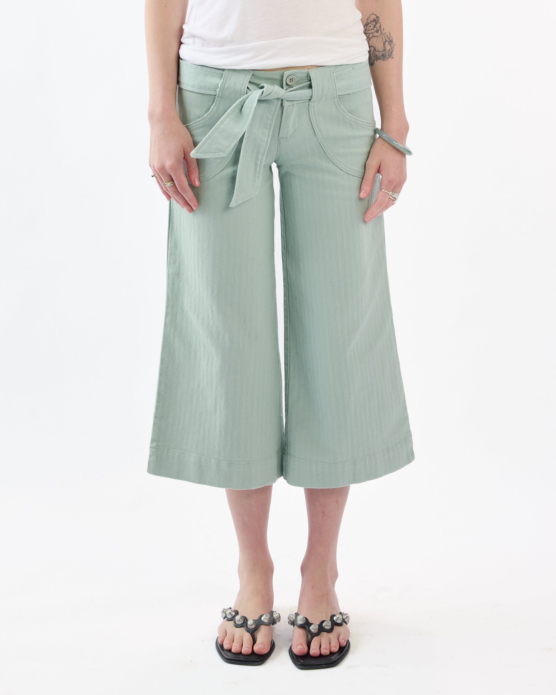 Belted 3/4 Wide Jorts - Teal