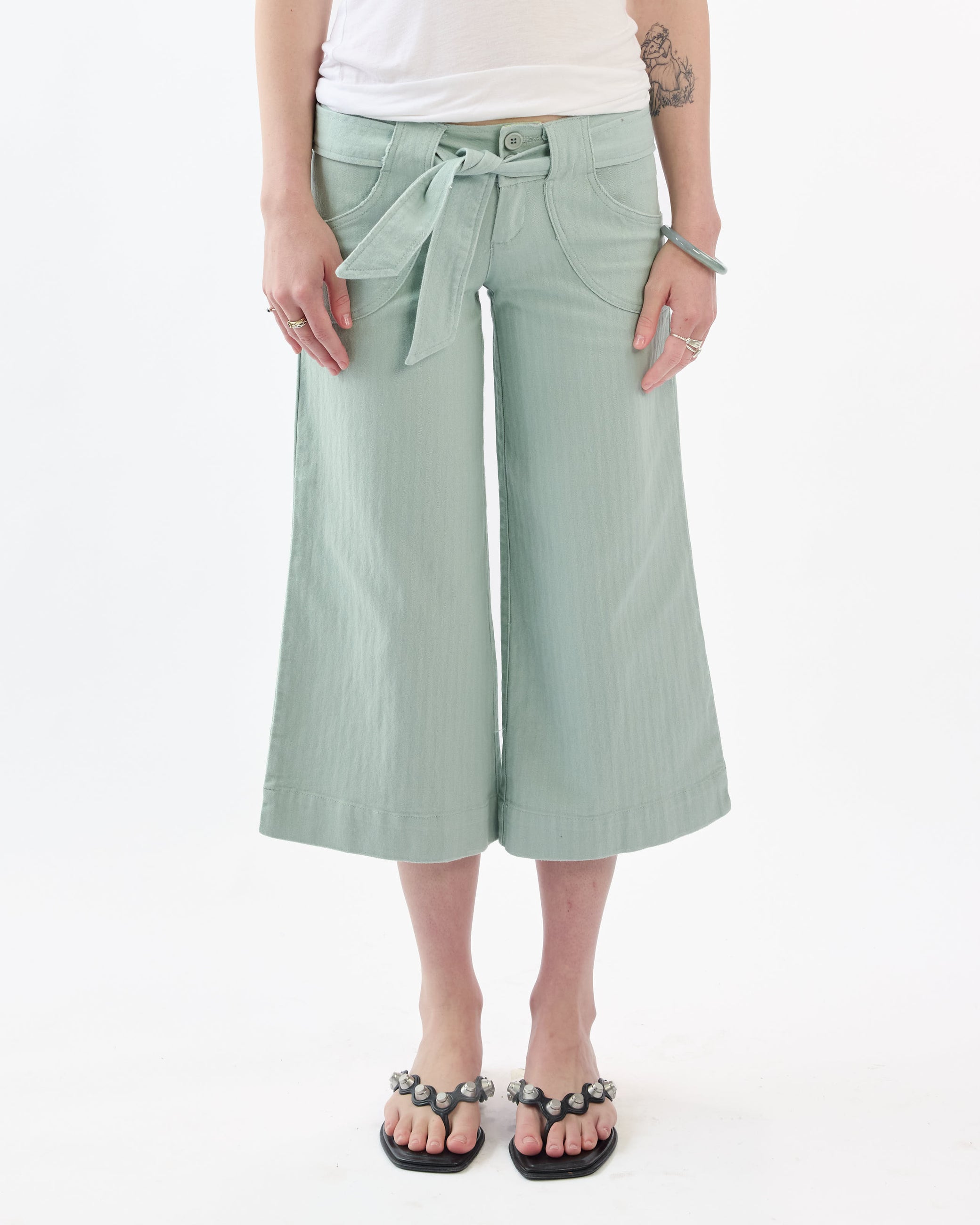 Belted 3/4 Wide Jorts - Teal