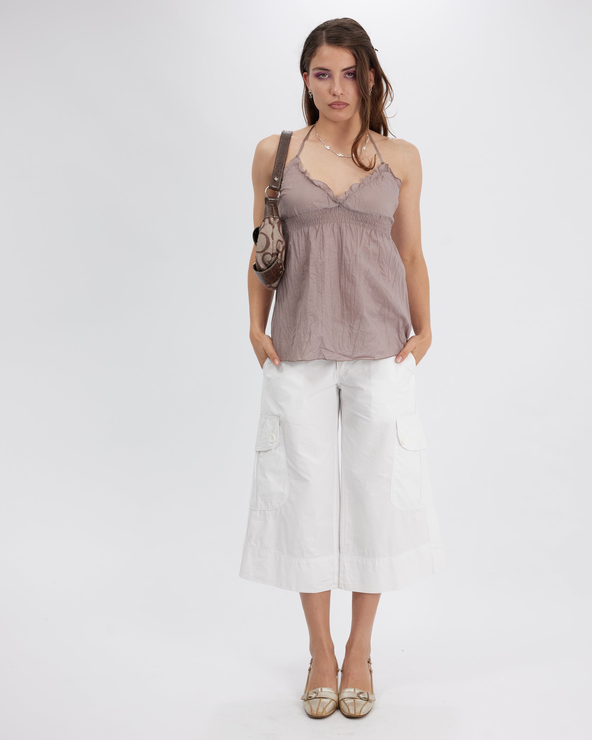 Wide Cotton Cargo Capris