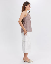 Wide Cotton Cargo Capris