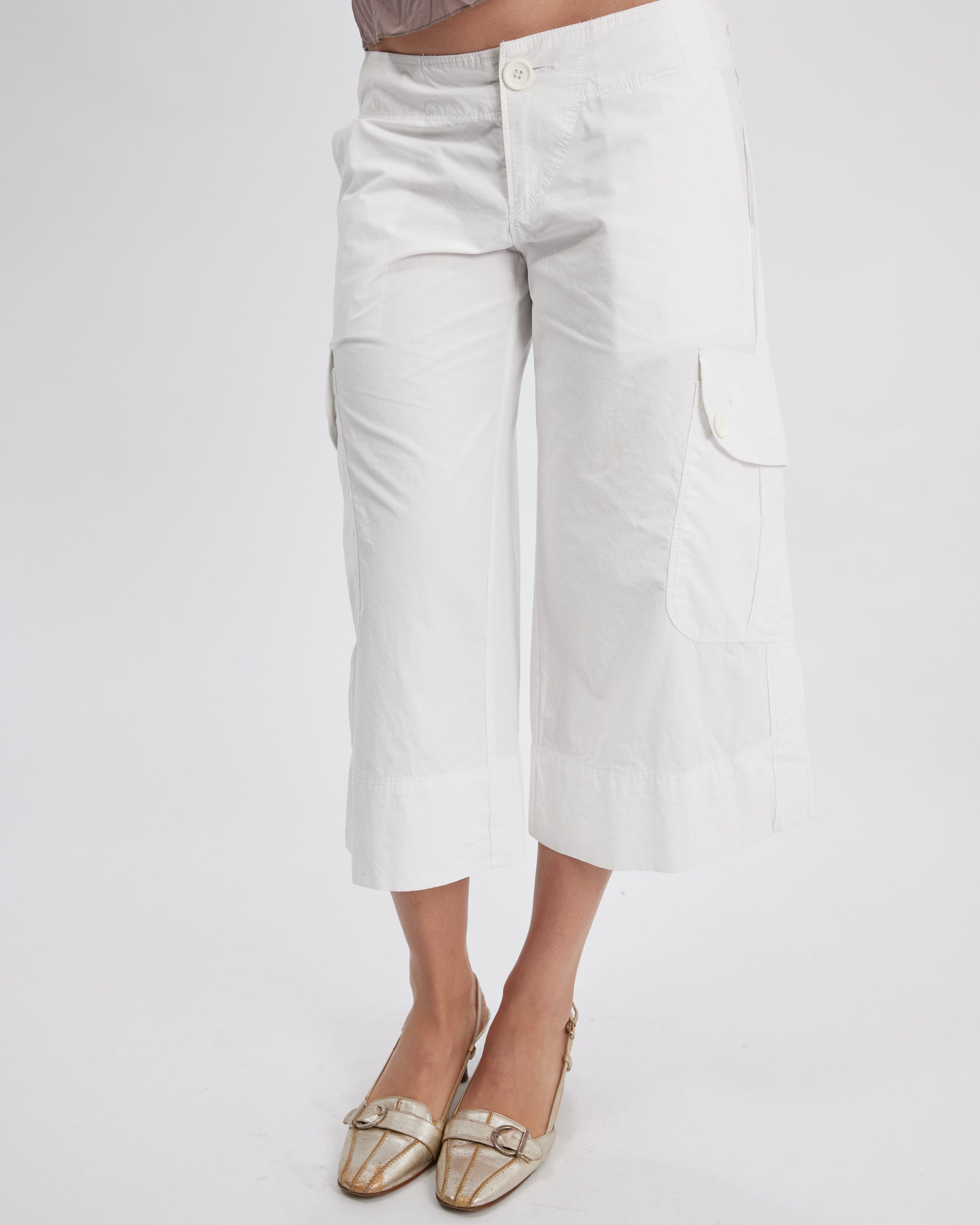 Wide Cotton Cargo Capris