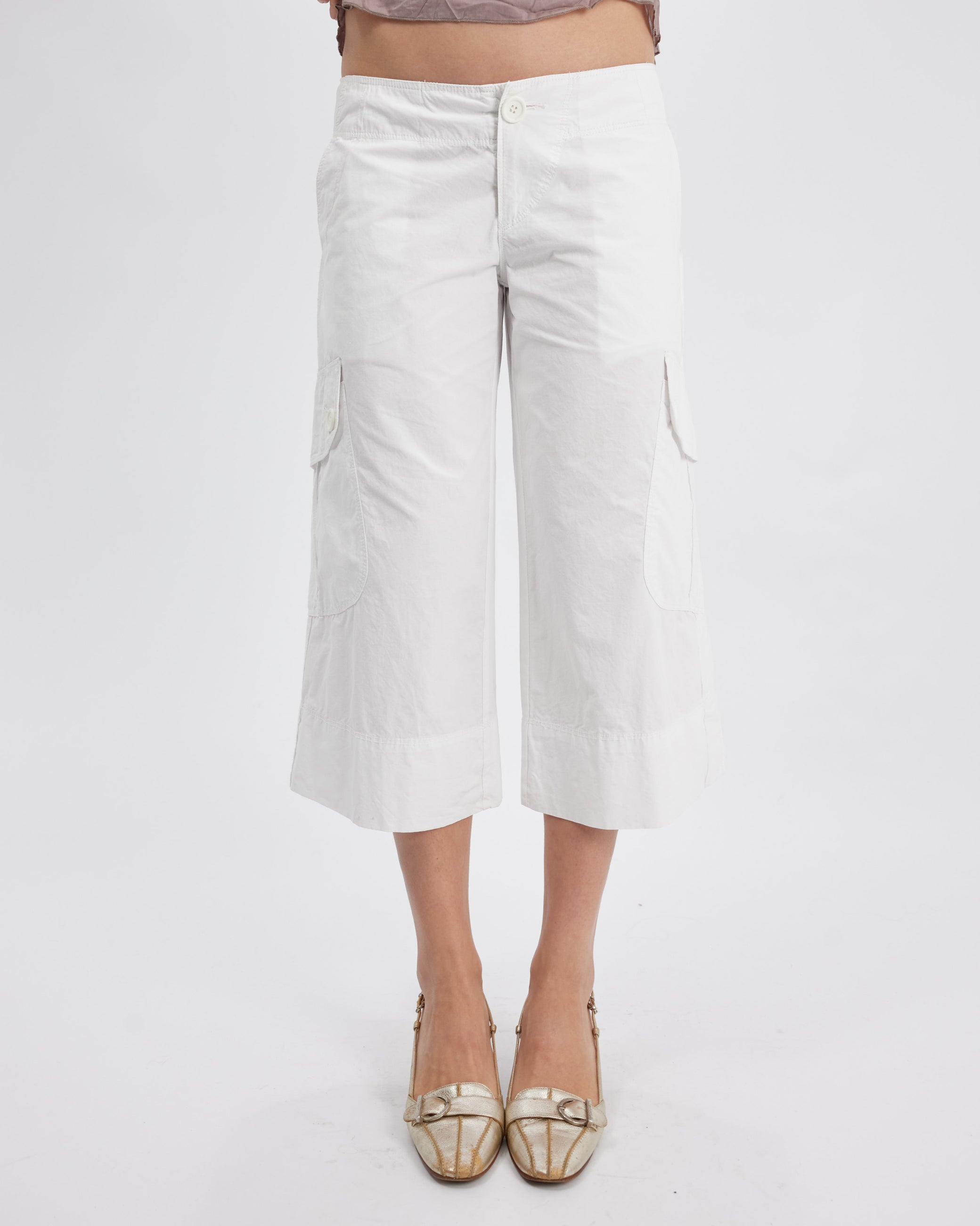 Wide Cotton Cargo Capris