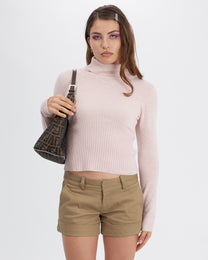 Ribbed Wool Blend Turtleneck