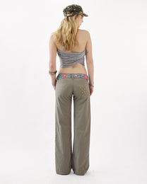 Sequin Embellished Cargo Pant - Khaki