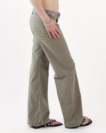 Sequin Embellished Cargo Pant - Khaki