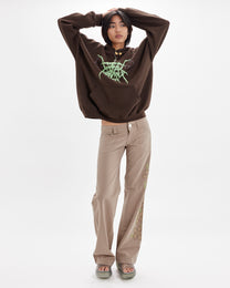 Sequin Cargo Pant - Latte