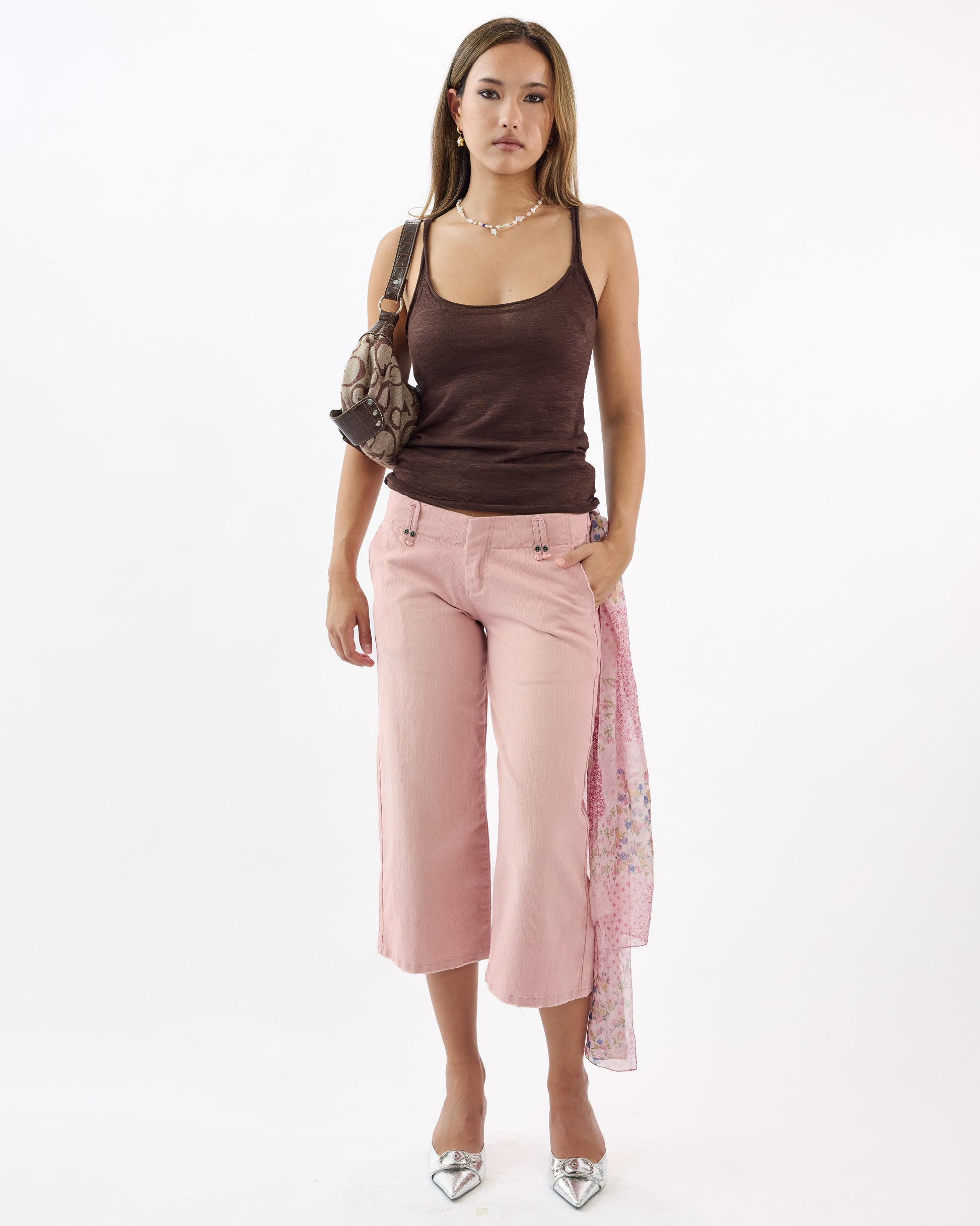 Lowrise Stretch Denim Capri - Rose