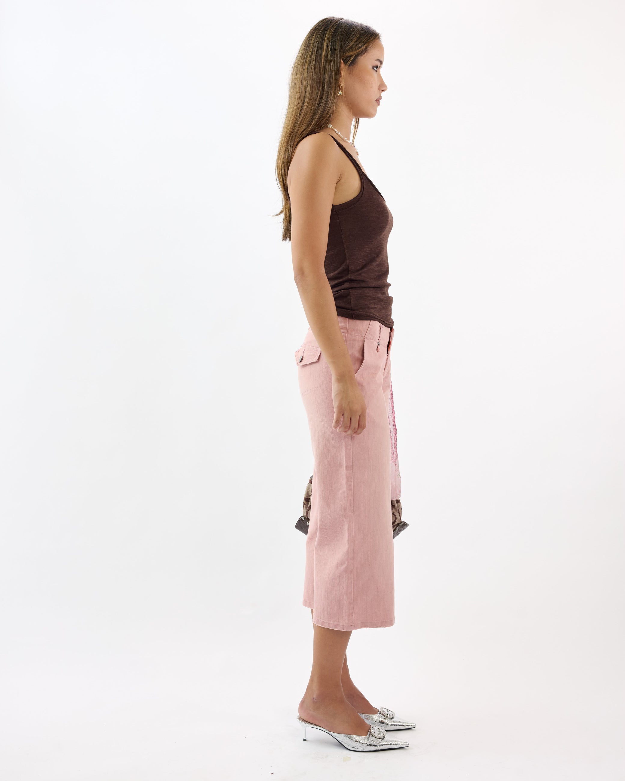 Lowrise Stretch Denim Capri - Rose