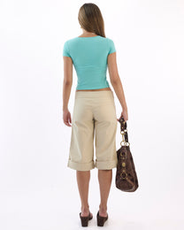 Classic 90s Cap Sleeve Crop Tee - Aqua