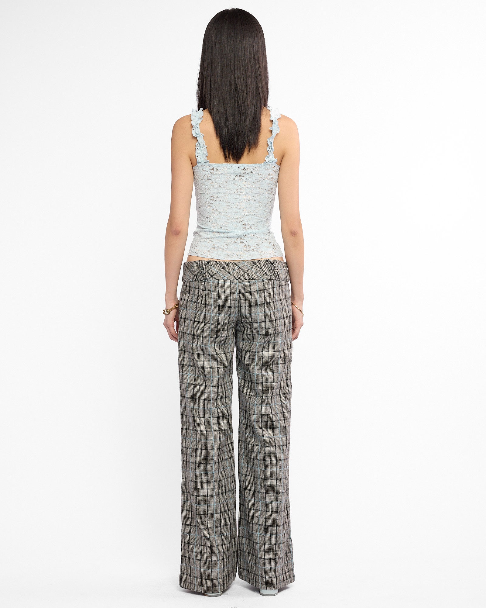 Plaid Lowrise Wool Pants