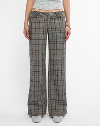 Plaid Lowrise Wool Pants