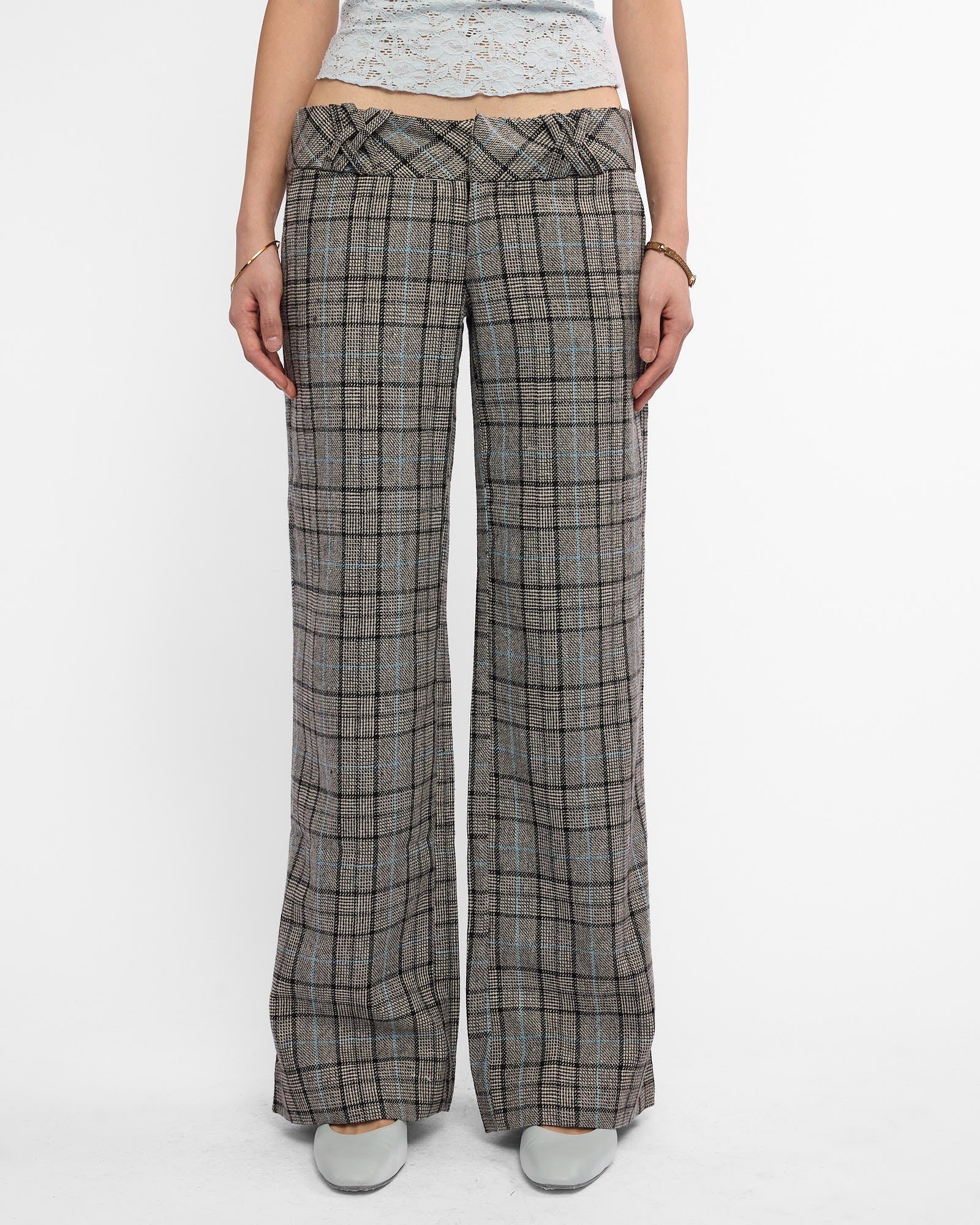 Plaid Lowrise Wool Pants