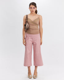 Wide Waistband 3/4 Tie Pant