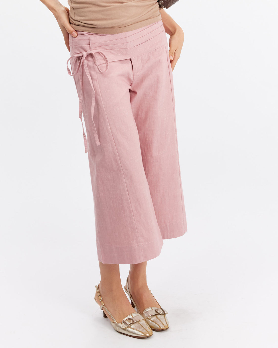 Wide Waistband 3/4 Tie Pant