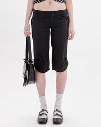 Button Hem Capri - Black