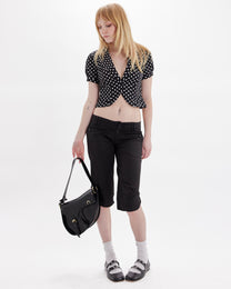 Button Hem Capri - Black