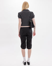 Button Hem Capri - Black