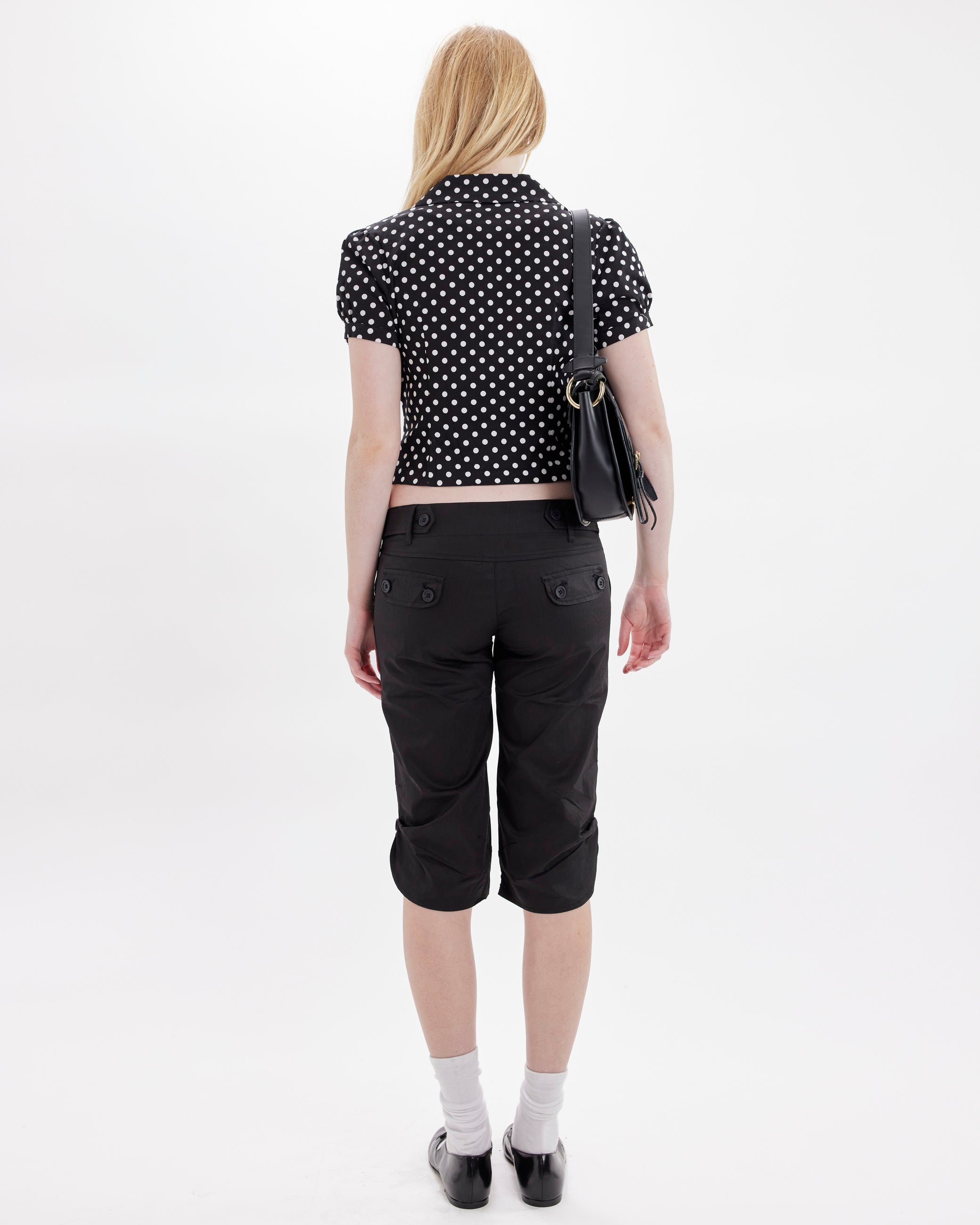 Button Hem Capri - Black