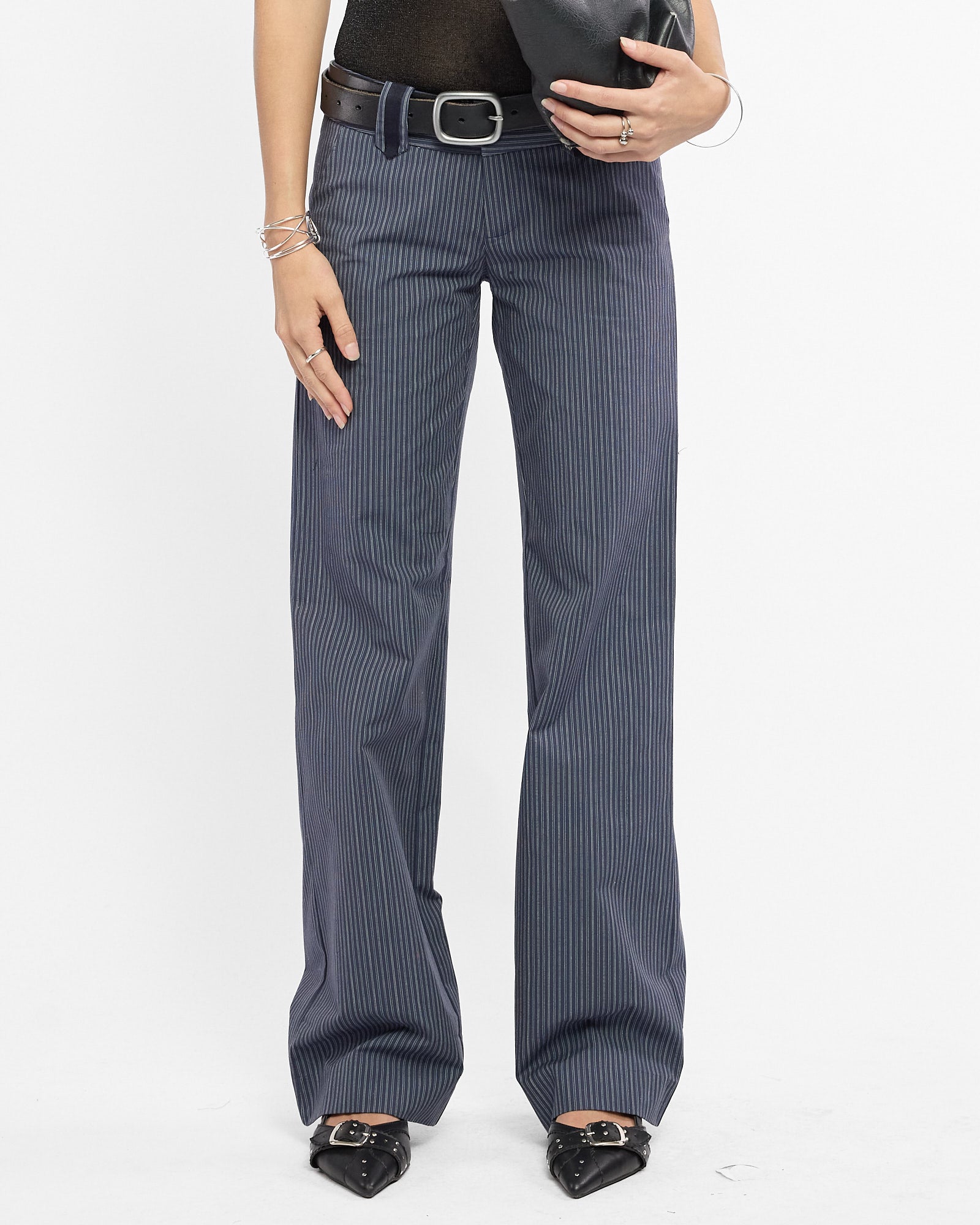 Lowrise Pinstripe Cotton Trousers